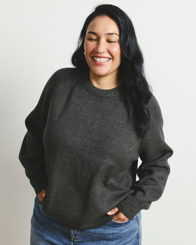 Soft Spun Long Sleeve Sweater - Dark Gray