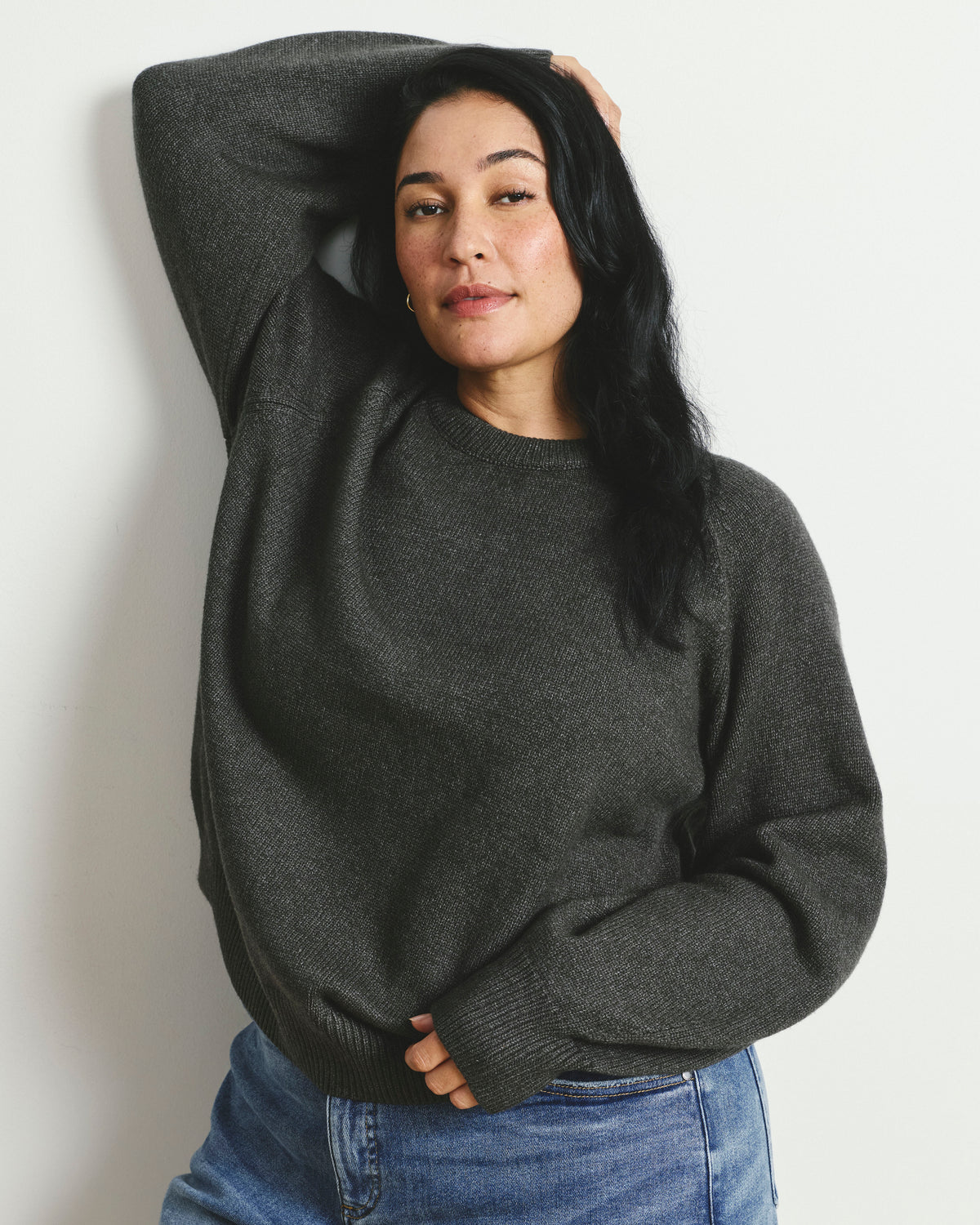 Soft Spun Long Sleeve Sweater - Dark Gray