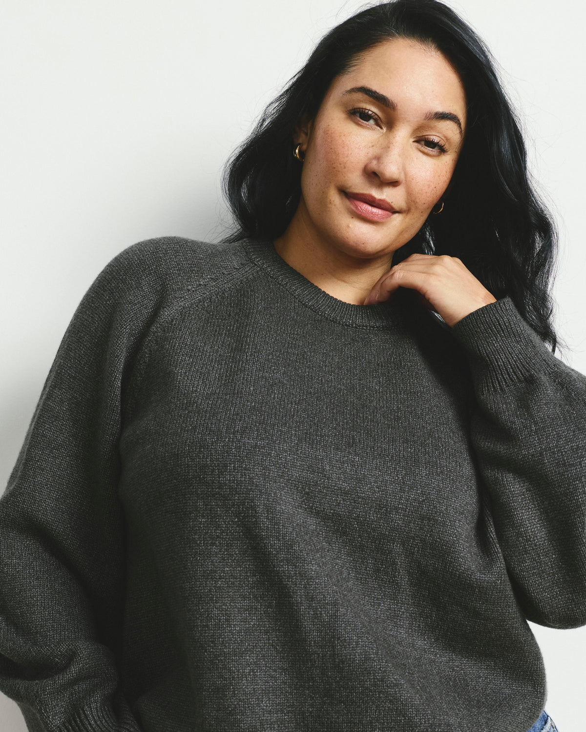 Soft Spun Long Sleeve Sweater - Dark Gray