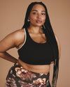 Next-to-Naked Racerback Sports Bra - Deep Brown/Dove Wing Trim | Plus Size & Straight Size Women's Fashion | Universal Standard