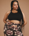 Next-to-Naked Racerback Sports Bra - Deep Brown/Dove Wing Trim | Plus Size & Straight Size Women's Fashion | Universal Standard