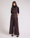 Woman wearing Palais Stretch Linen Wide Leg Pant - Sophisticated Brown from Universal Standard