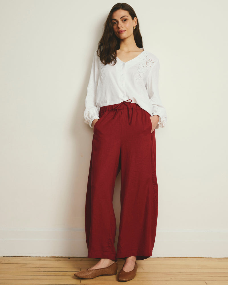 Cosma Barrel Leg Linen Pants - Vibrant Red | Plus Size & Straight Size Women's Fashion | Universal Standard