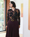 Oval Buckle Suede Belt - Brown/Gold