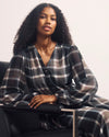 Karina V-Neck Chiffon Dress - Plaid Bourgeois Print