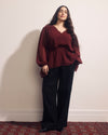 Karina V-Neck Chiffon Blouse - Deep Red