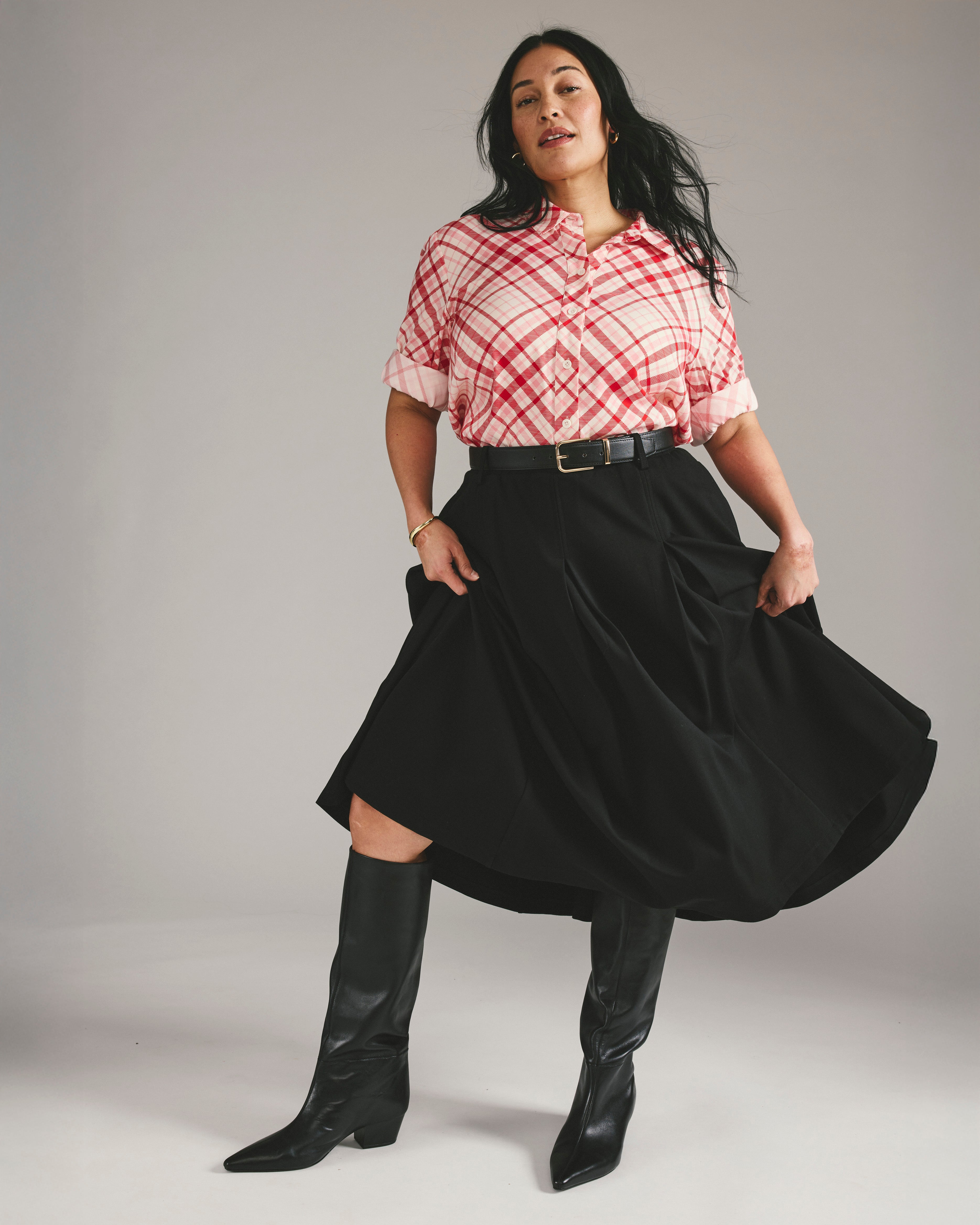 Aleya Pleated Ponte Skirt - Black