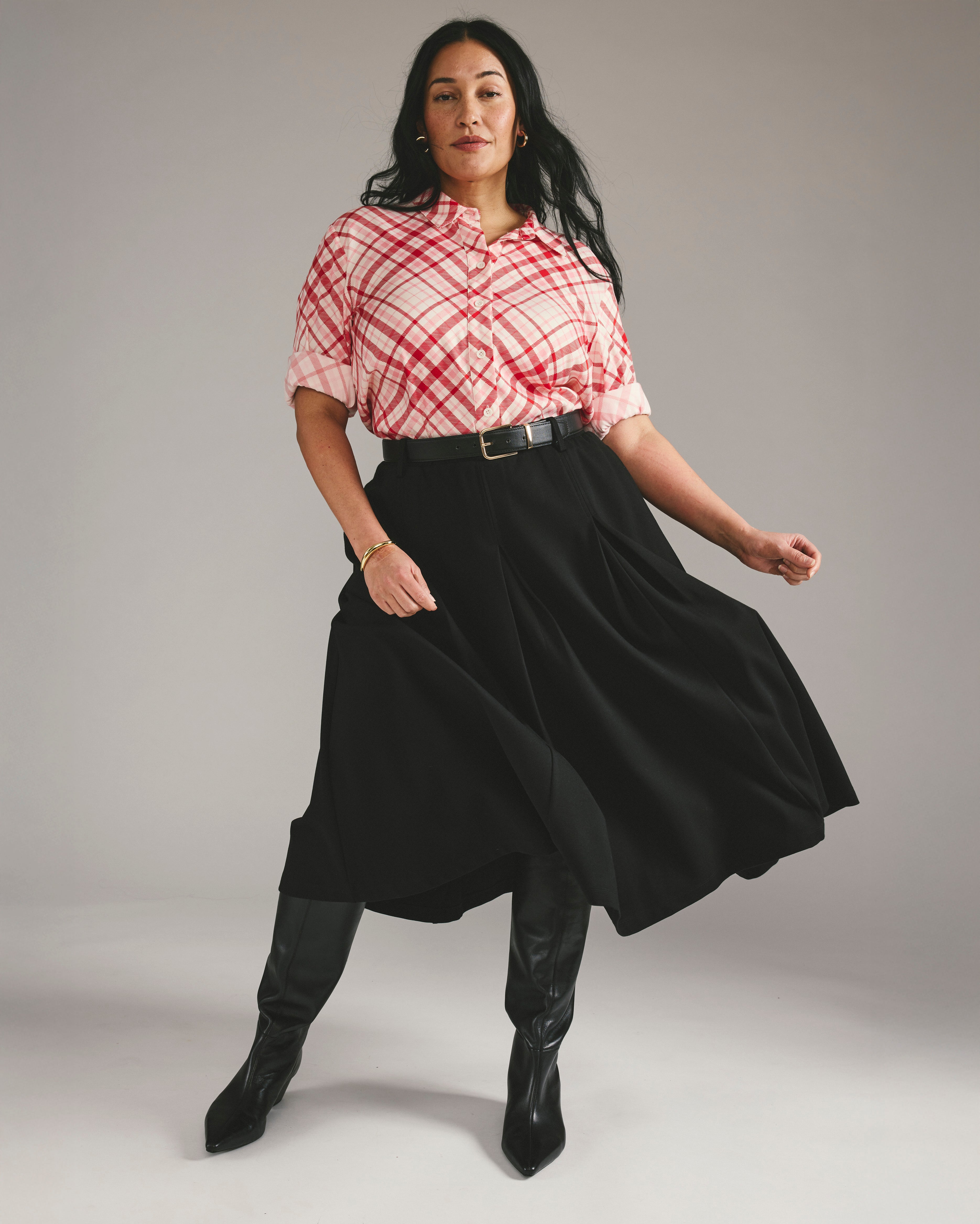 Aleya Pleated Ponte Skirt - Black – Universal Standard