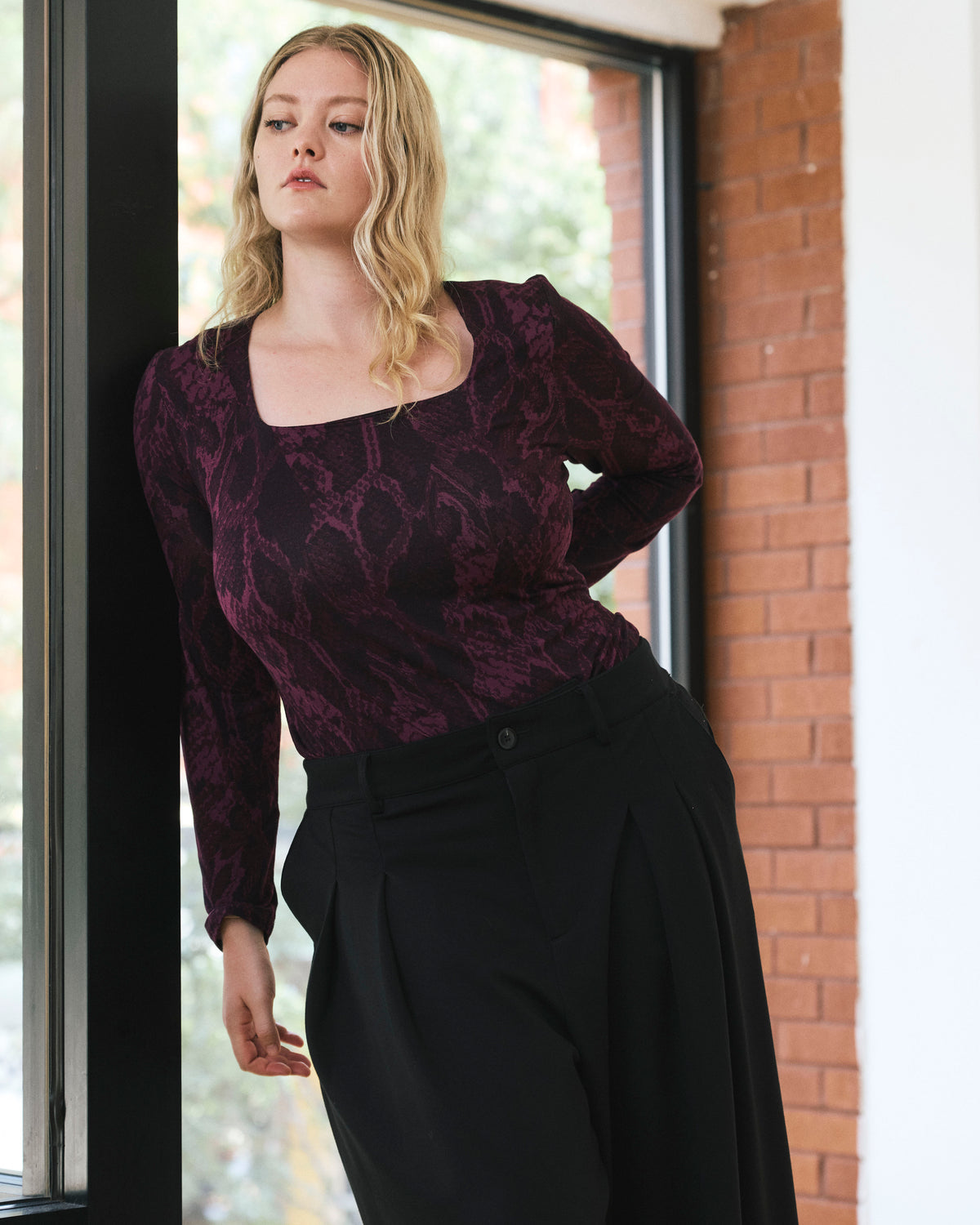 Agatha Liquid Jersey Top - Gamay Serpent Print | Plus Size & Straight Size Women's Fashion | Universal Standard