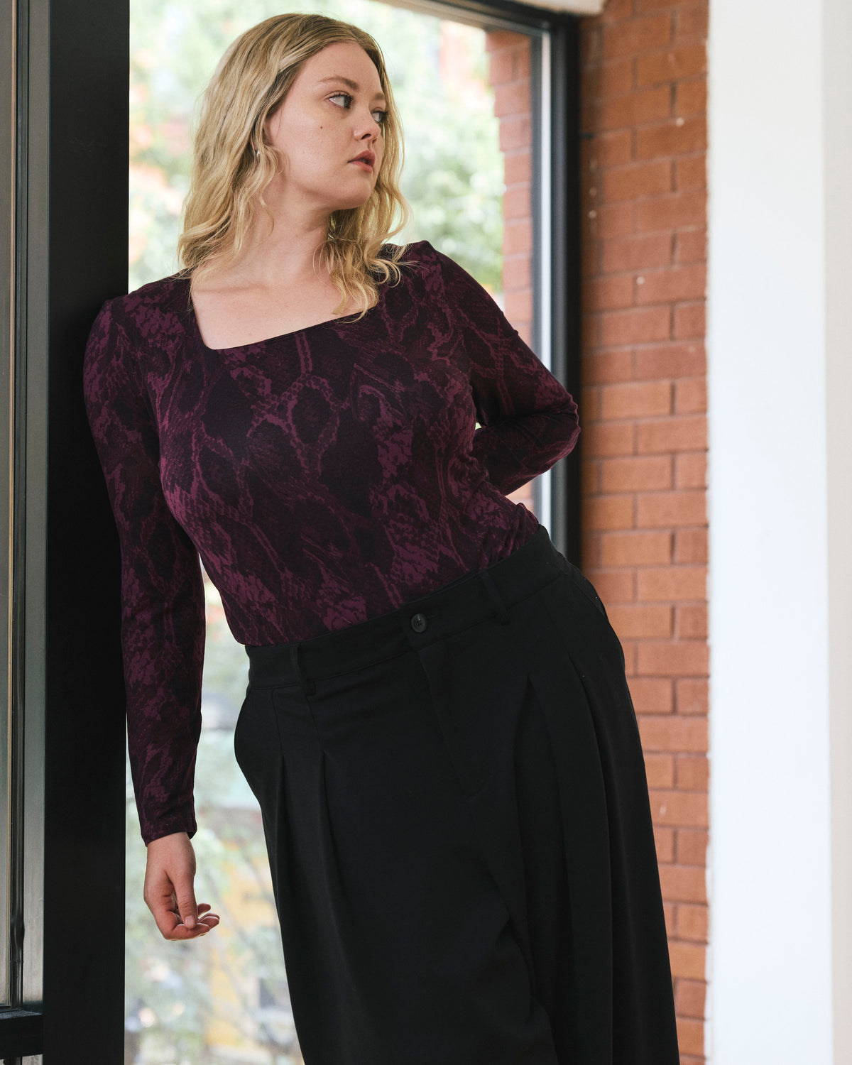 Agatha Liquid Jersey Top - Gamay Serpent Print | Plus Size & Straight Size Women's Fashion | Universal Standard