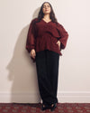 Karina V-Neck Chiffon Blouse - Deep Red
