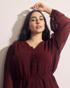 Karina V-Neck Chiffon Blouse - Deep Red