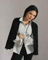 Janet Tie-Neck Cotton Poplin Shirt - White Windowpane Check | Plus Size & Straight Size Women's Fashion | Universal Standard