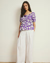 Andrea Peplum Linen Top - Purple Majolica Print | Plus Size & Straight Size Women's Fashion | Universal Standard