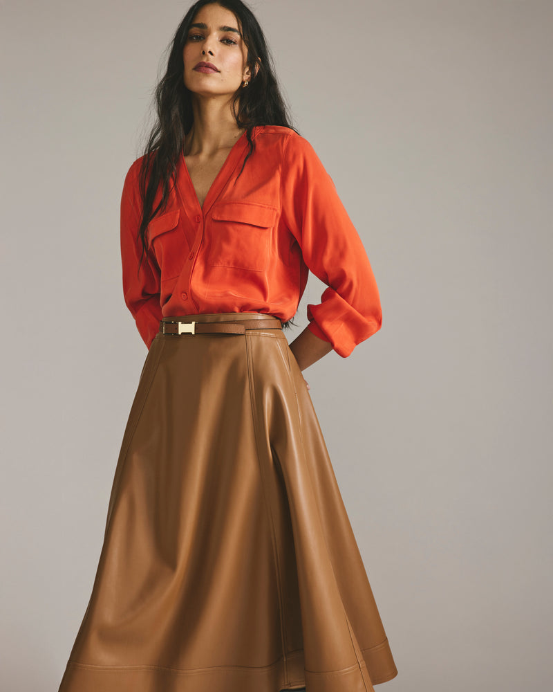 Charlotte Vegan Leather Skirt - Classic Camel