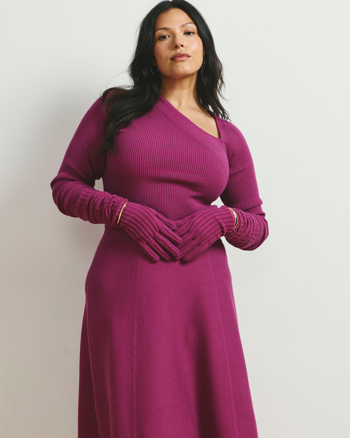 Savvy Fine Rib Asymmetric Sweater - Rothko Purple