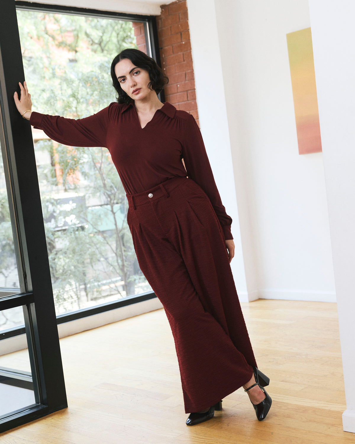 Palais Wide Leg Ponte Pants - Deep Red Tweed | Plus Size & Straight Size Women's Fashion | Universal Standard