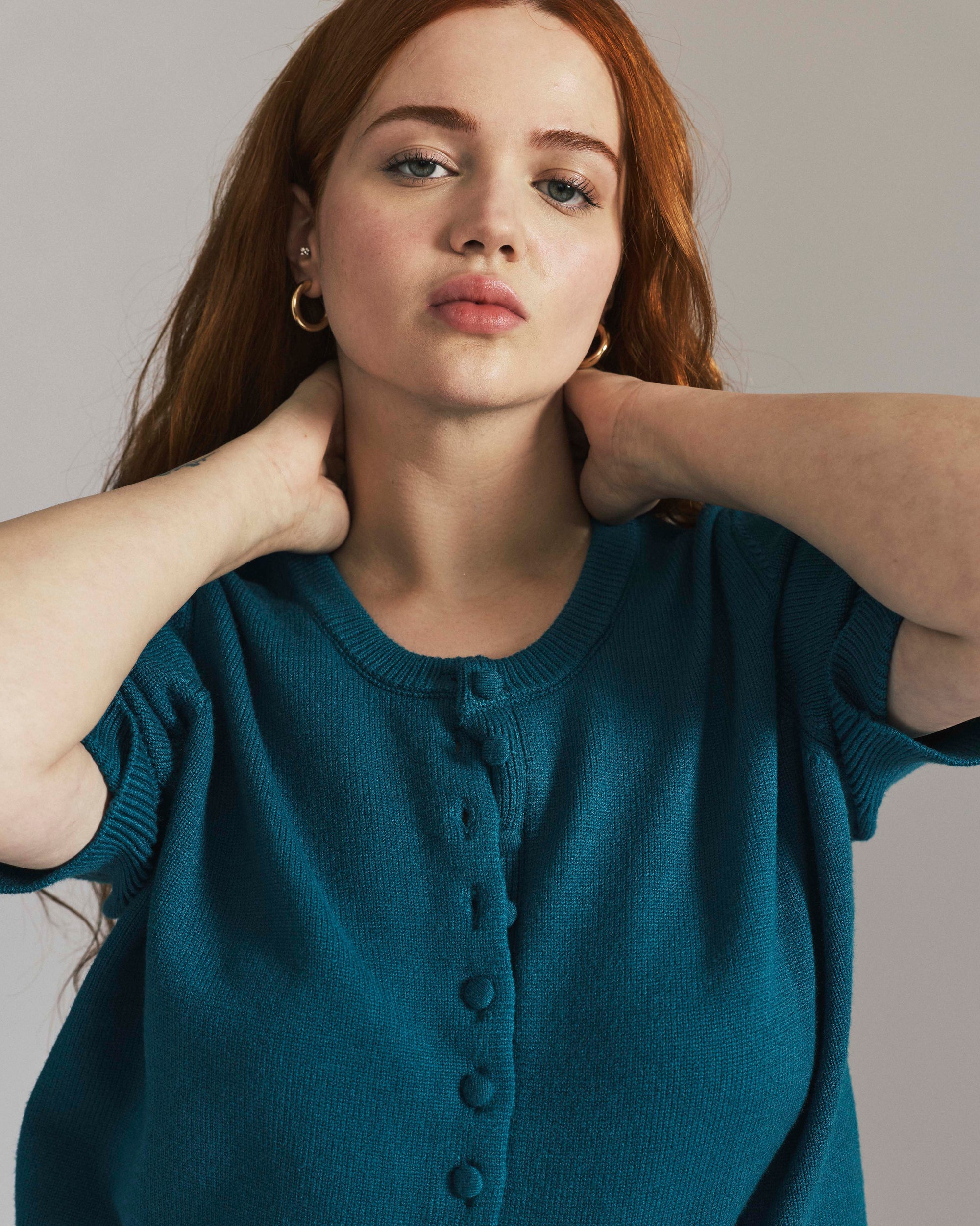 Soft Spun Short Sleeve Cardigan - Deep Teal | Plus Size & Straight Size Women's Fashion | Universal Standard