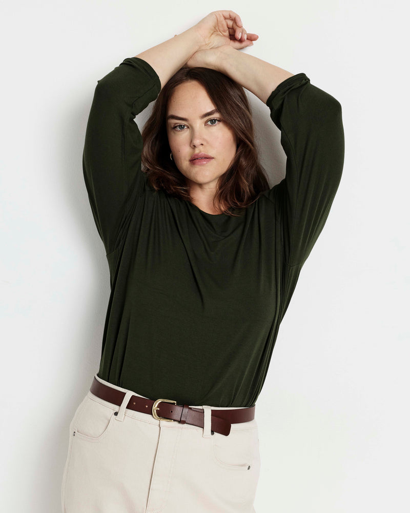 Joan Liquid Jersey Long Sleeve Top - Coratina Green | Plus Size & Straight Size Women's Fashion | Universal Standard