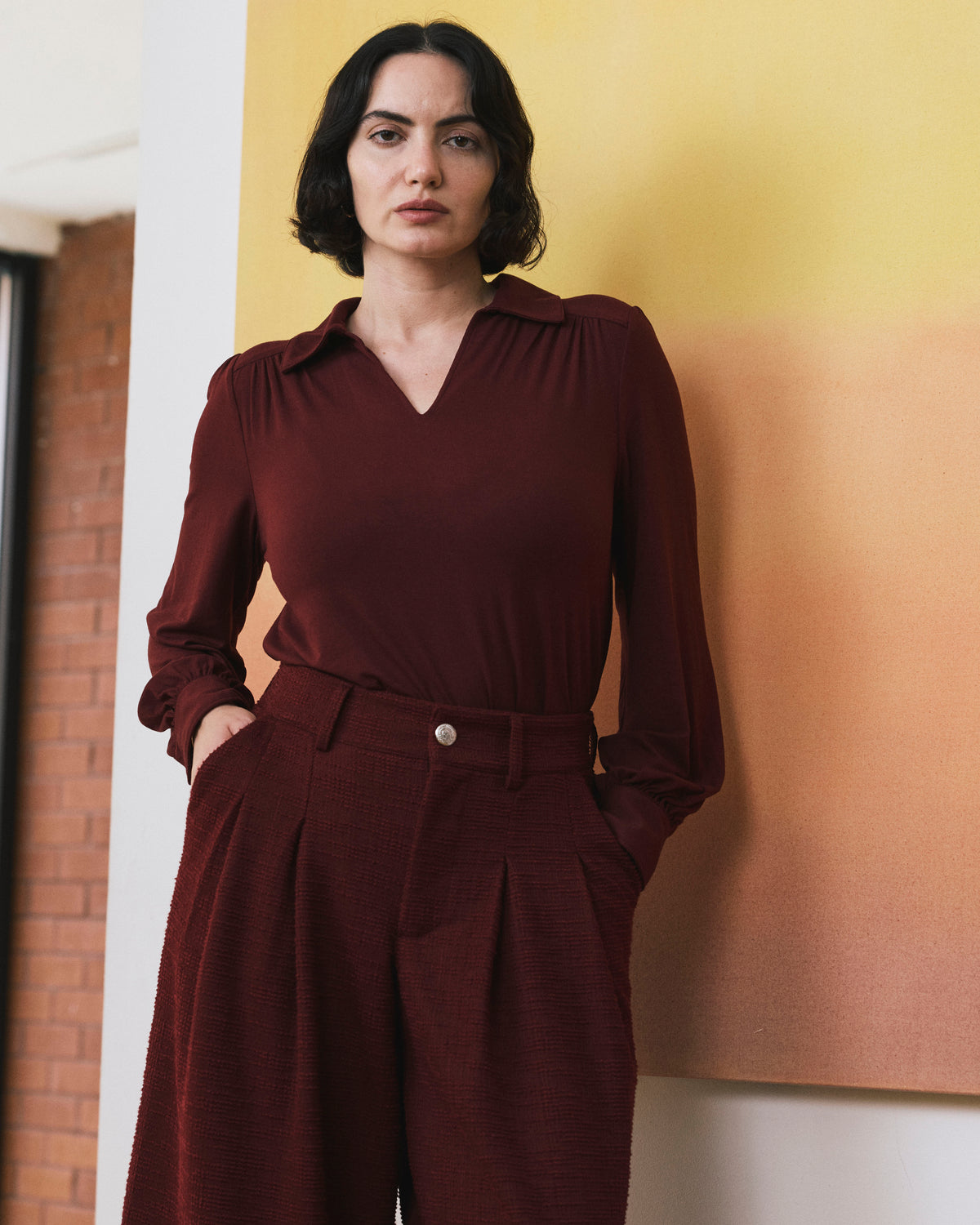 Moore Liquid Jersey Blouse - Deep Red | Plus Size & Straight Size Women's Fashion | Universal Standard