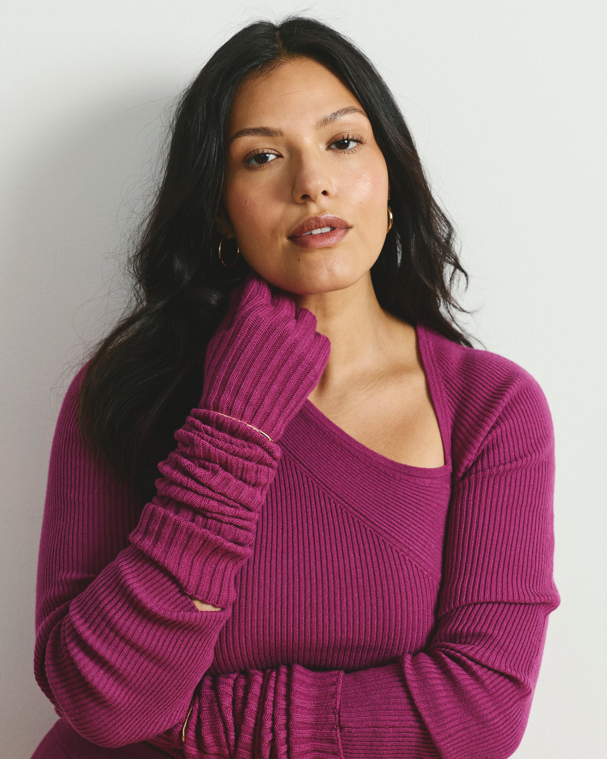 Savvy Fine Rib Asymmetric Sweater - Rothko Purple