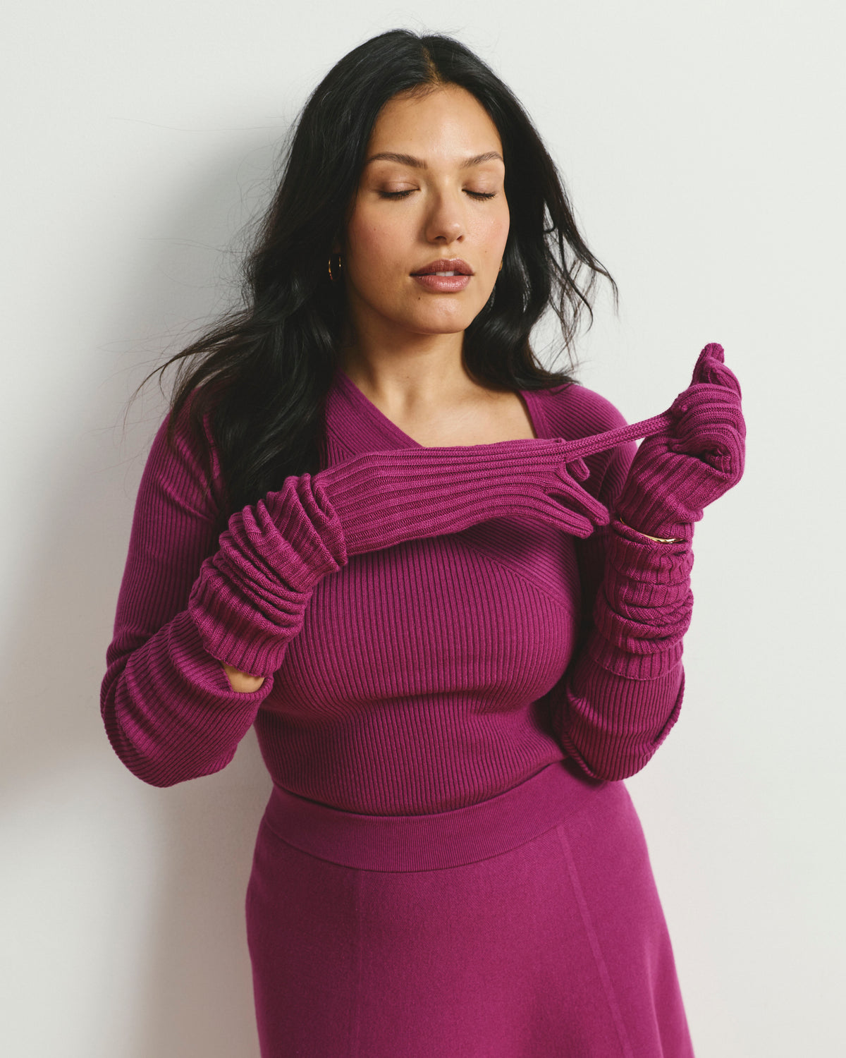 Savvy Fine Rib Asymmetric Sweater - Rothko Purple