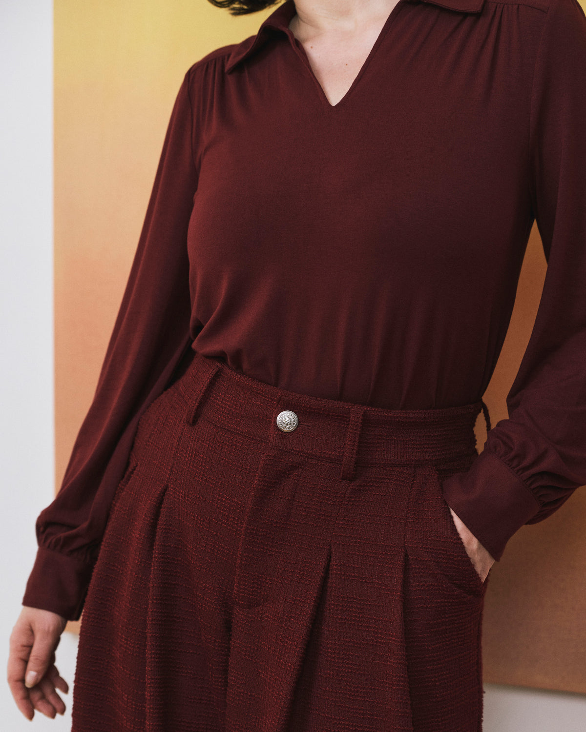 Moore Liquid Jersey Blouse - Deep Red | Plus Size & Straight Size Women's Fashion | Universal Standard