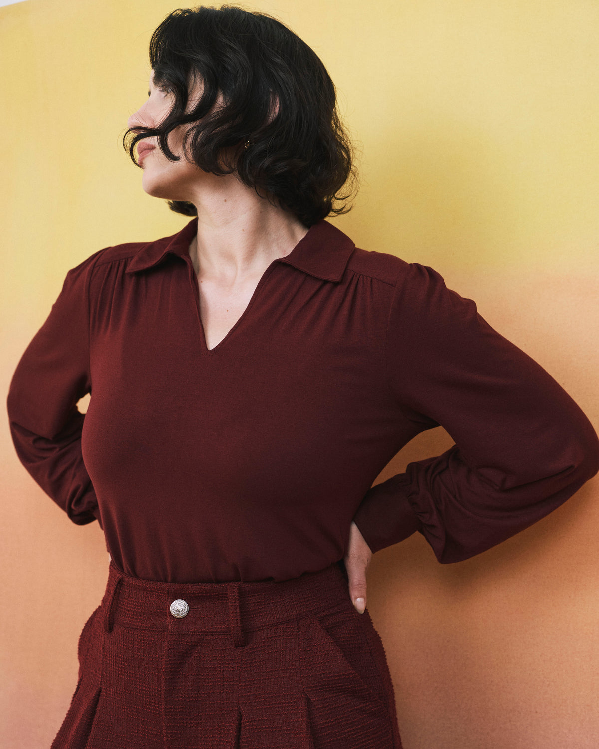 Moore Liquid Jersey Blouse - Deep Red | Plus Size & Straight Size Women's Fashion | Universal Standard