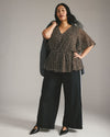 Stephanie Wide Leg Denim Look Stripe Ponte Pants 30 Inch - Charcoal Denim with Black/White Stripe