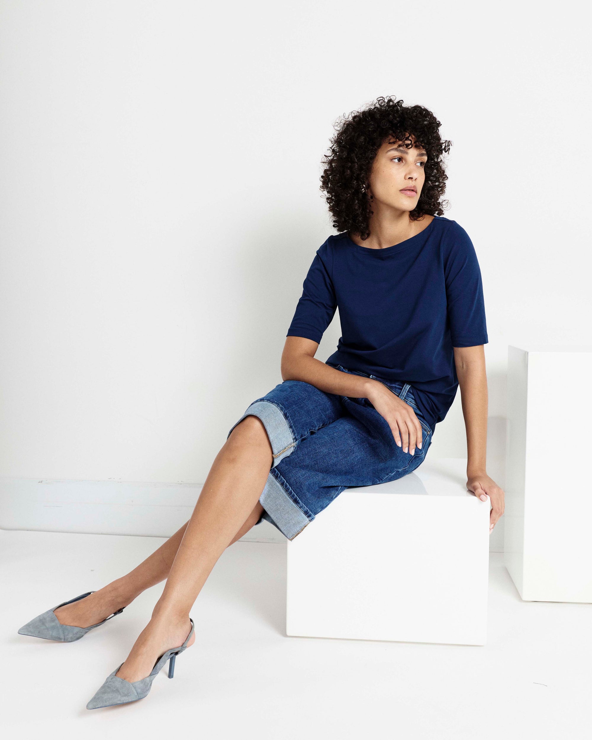 Bella Boatneck Tee - Pageant Blue | Plus Size & Straight Size Women's Fashion | Universal Standard