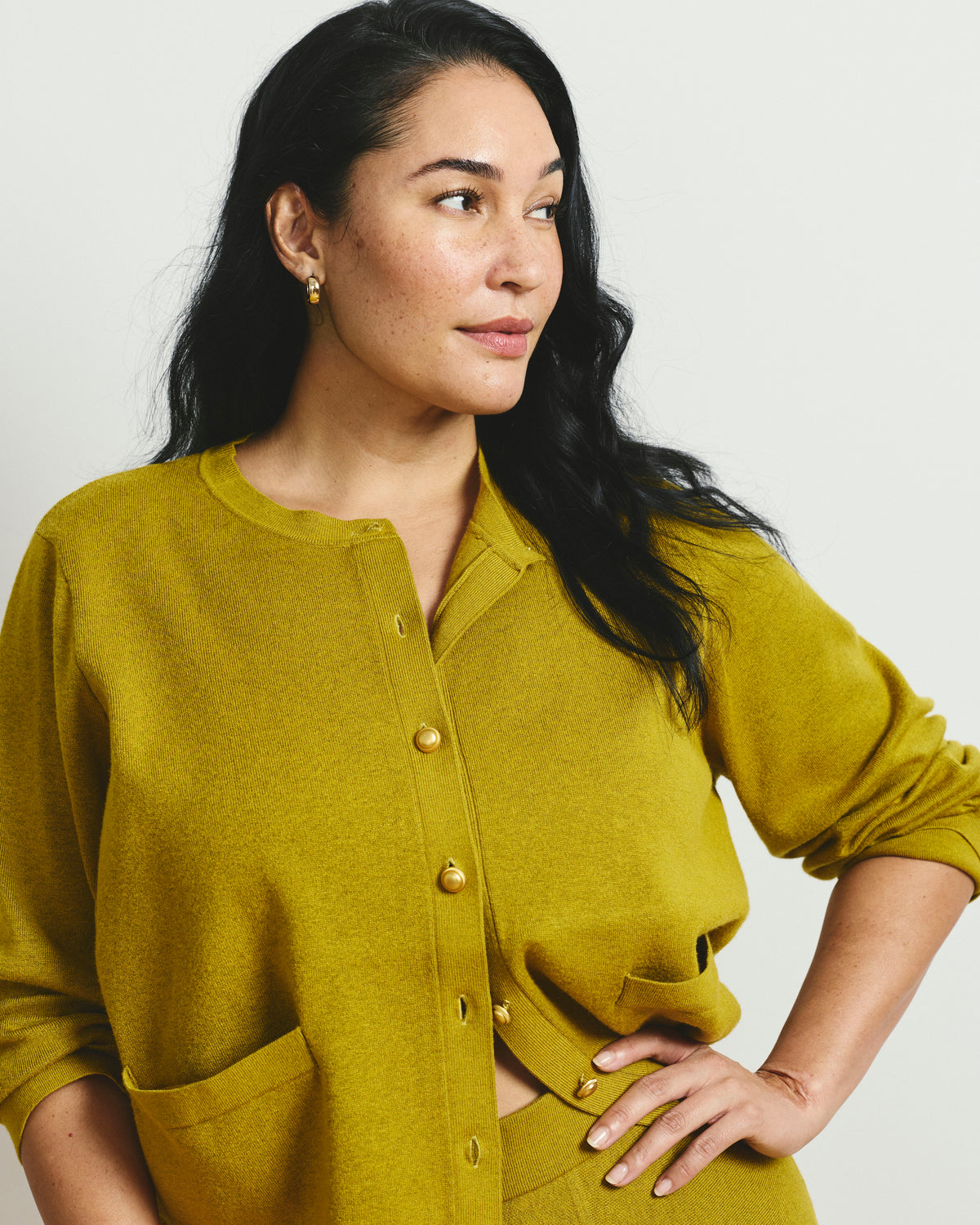 Gabrielle Button-Front Cardigan - Martini Olive