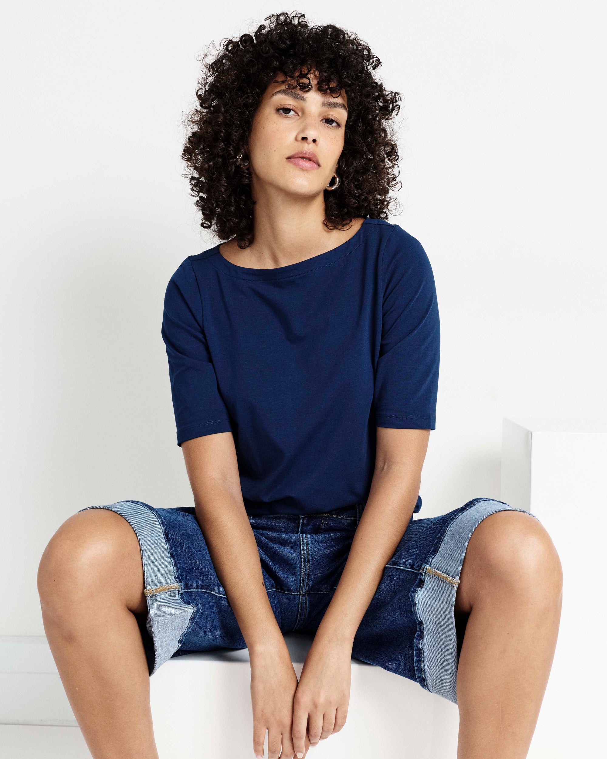 Bella Boatneck Tee - Pageant Blue | Plus Size & Straight Size Women's Fashion | Universal Standard