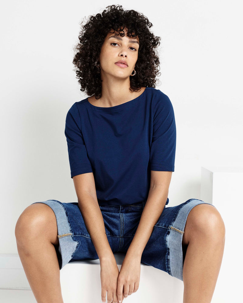 Bella Boatneck Tee - Pageant Blue | Plus Size & Straight Size Women's Fashion | Universal Standard
