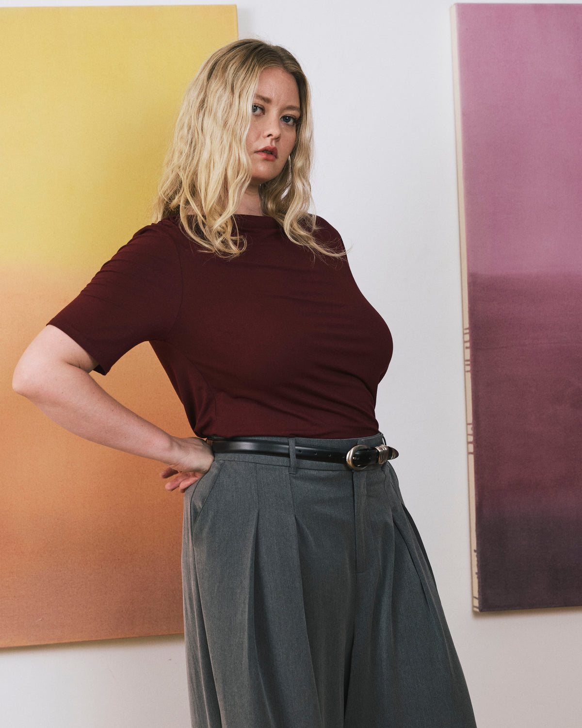 Louise Short Sleeve Liquid Jersey Top - Deep Red | Plus Size & Straight Size Women's Fashion | Universal Standard