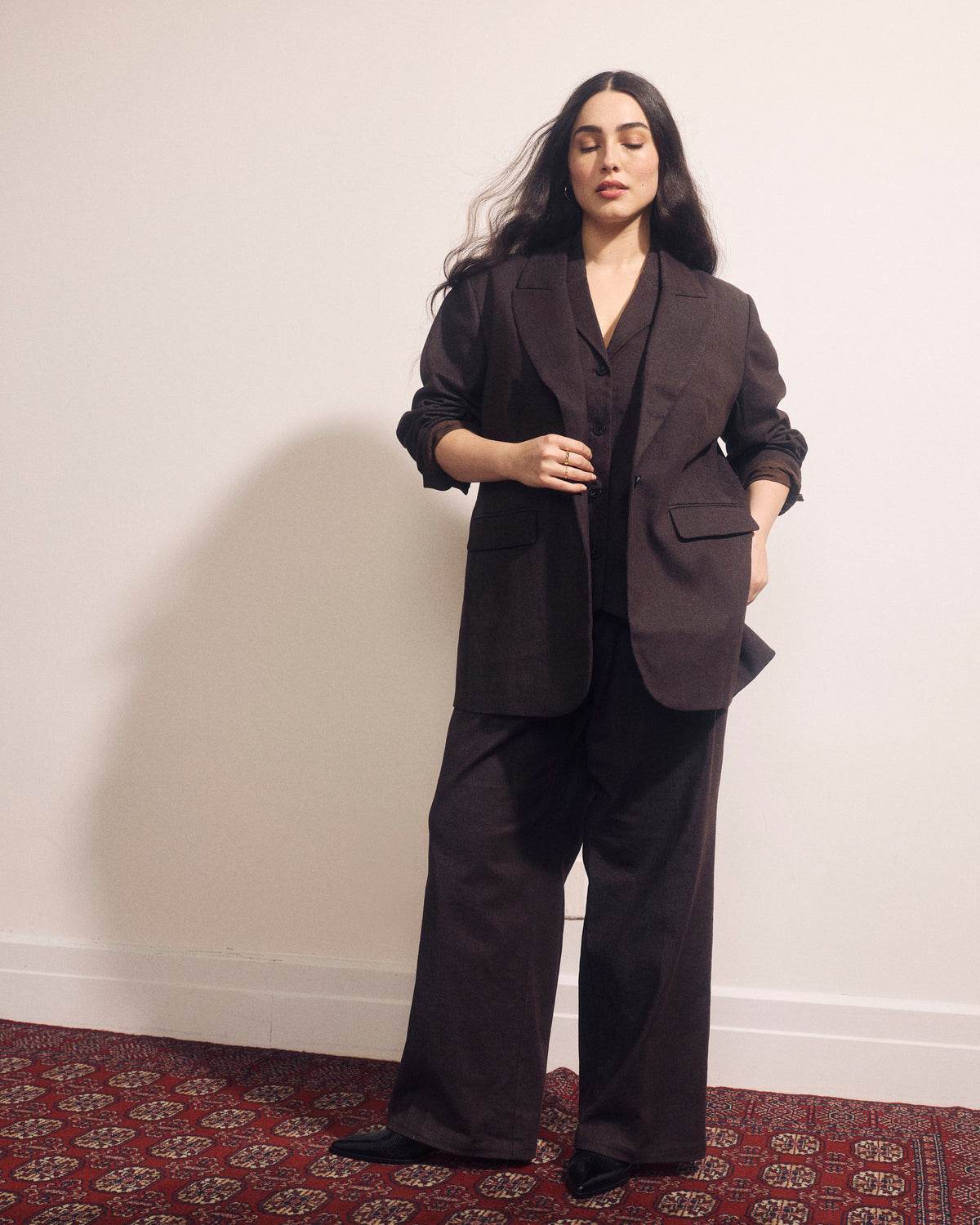 Percy Denim Look Blazer - Espresso | Plus Size & Straight Size Women's Fashion | Universal Standard
