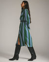 Odeon Stretch Poplin Shirtdress - Green/Blue Directional Stripe
