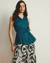 Adelaide Embroidered Sleeveless Linen Shirt - Ink Blue | Plus Size & Straight Size Women's Fashion | Universal Standard