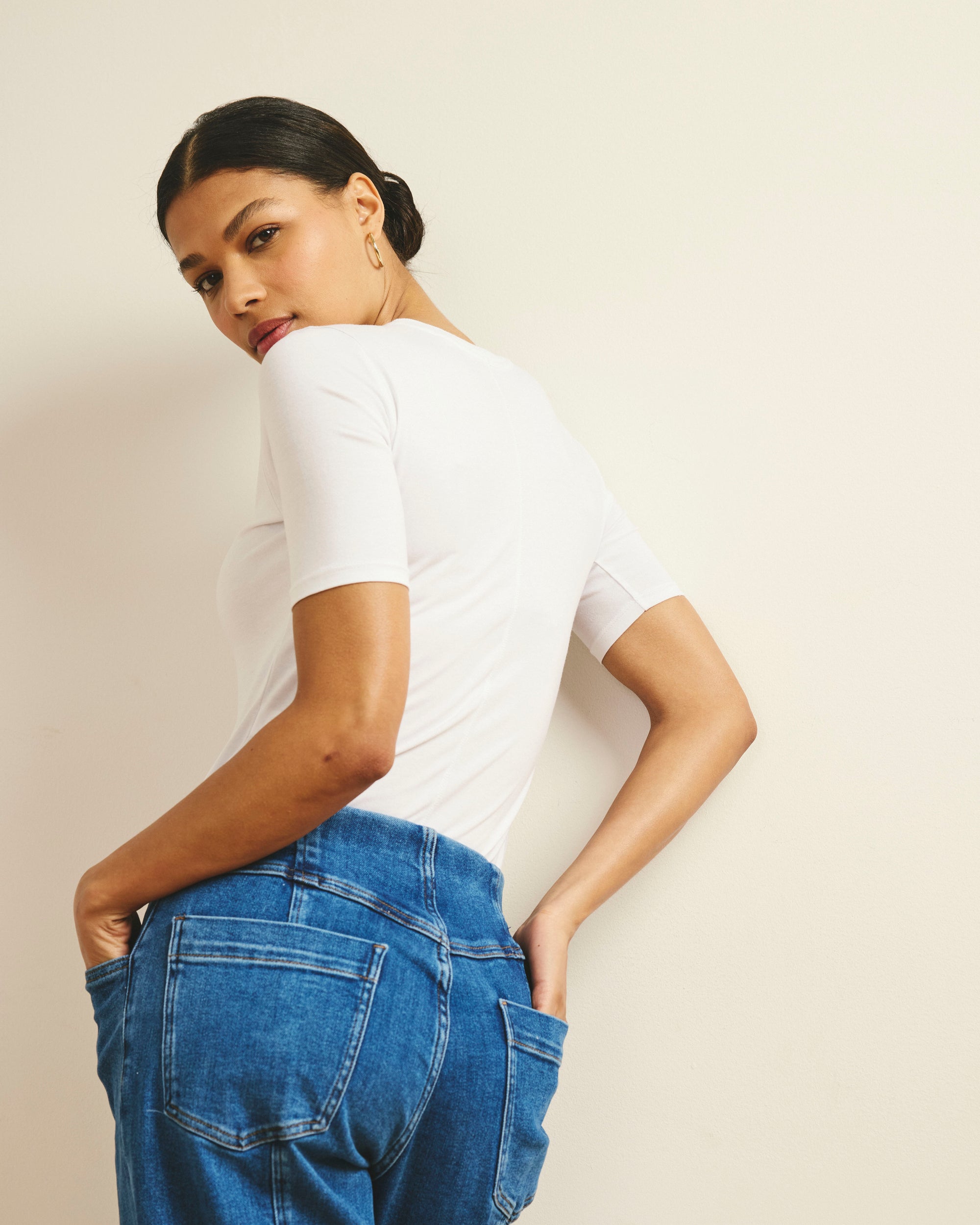 Maia Stovepipe Sleeve Tee - White | Plus Size & Straight Size Women's Fashion | Universal Standard