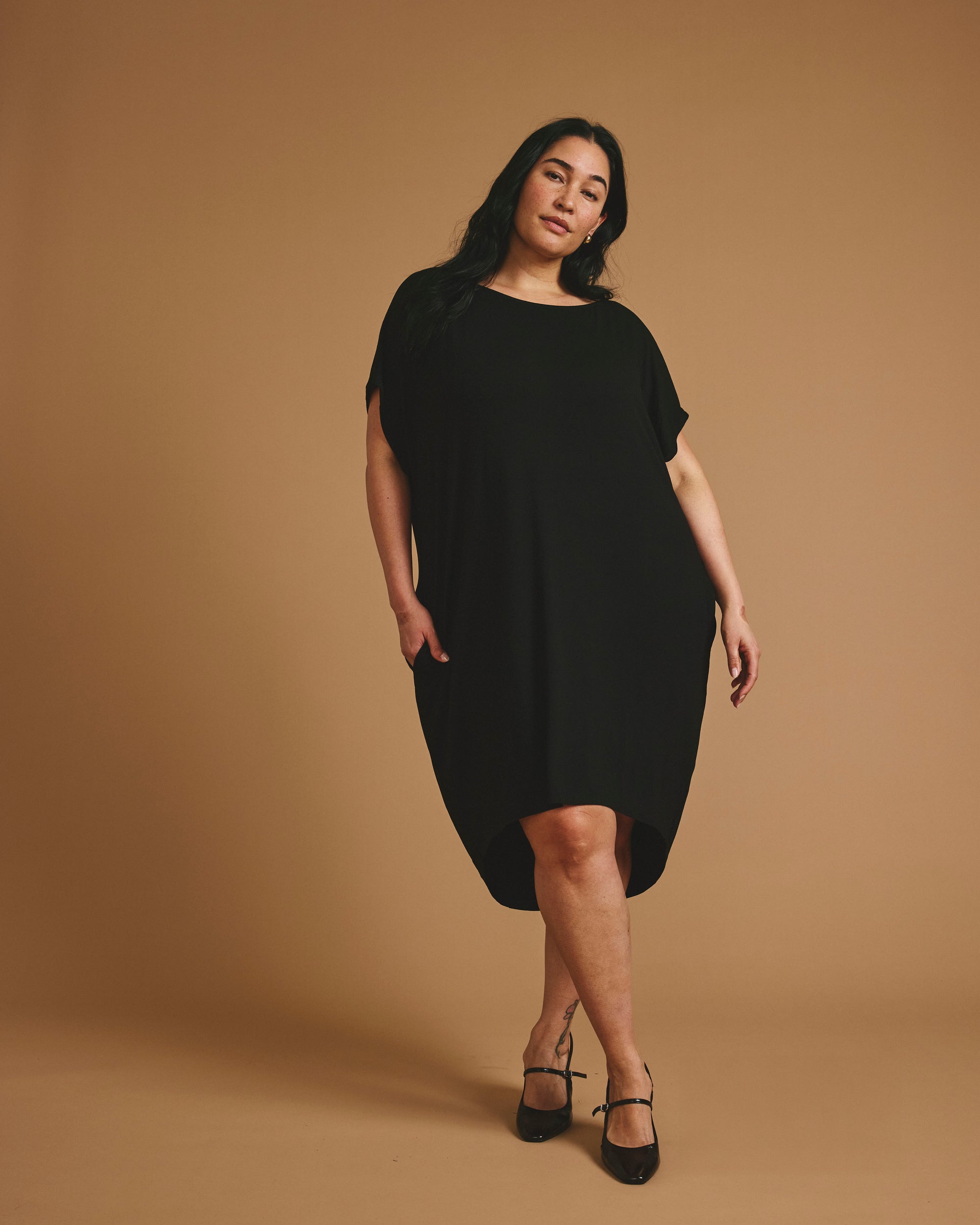 Helen Liquid Jersey Shift Dress - Black Universal Standard Helen Liquid Jersey Shift Dress - Black Universal Standard