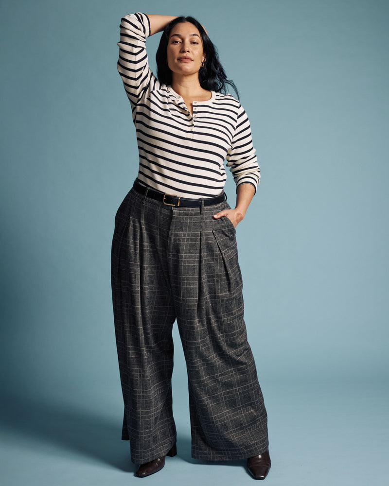 Palais Wide Leg Ponte Pants - British Plaid