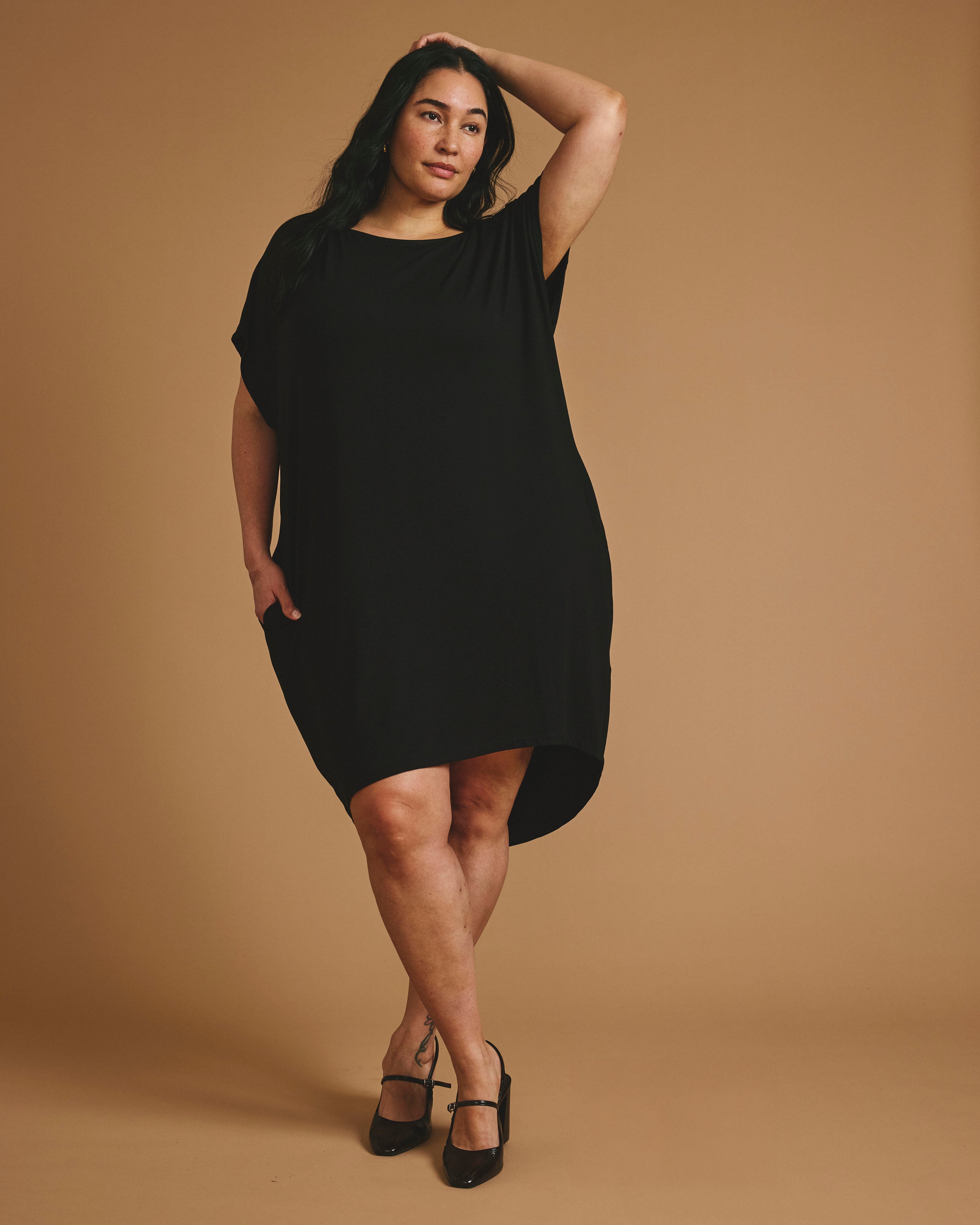 edit clothing 24a/w サイズ2 新品未使用　スキッパー Helen Liquid Jersey Shift Dress - Black – Universal Standard