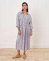 Paros Drawstring Linen Blend Shirtdress - Lilac Stripe Print | Plus Size & Straight Size Women's Fashion | Universal Standard