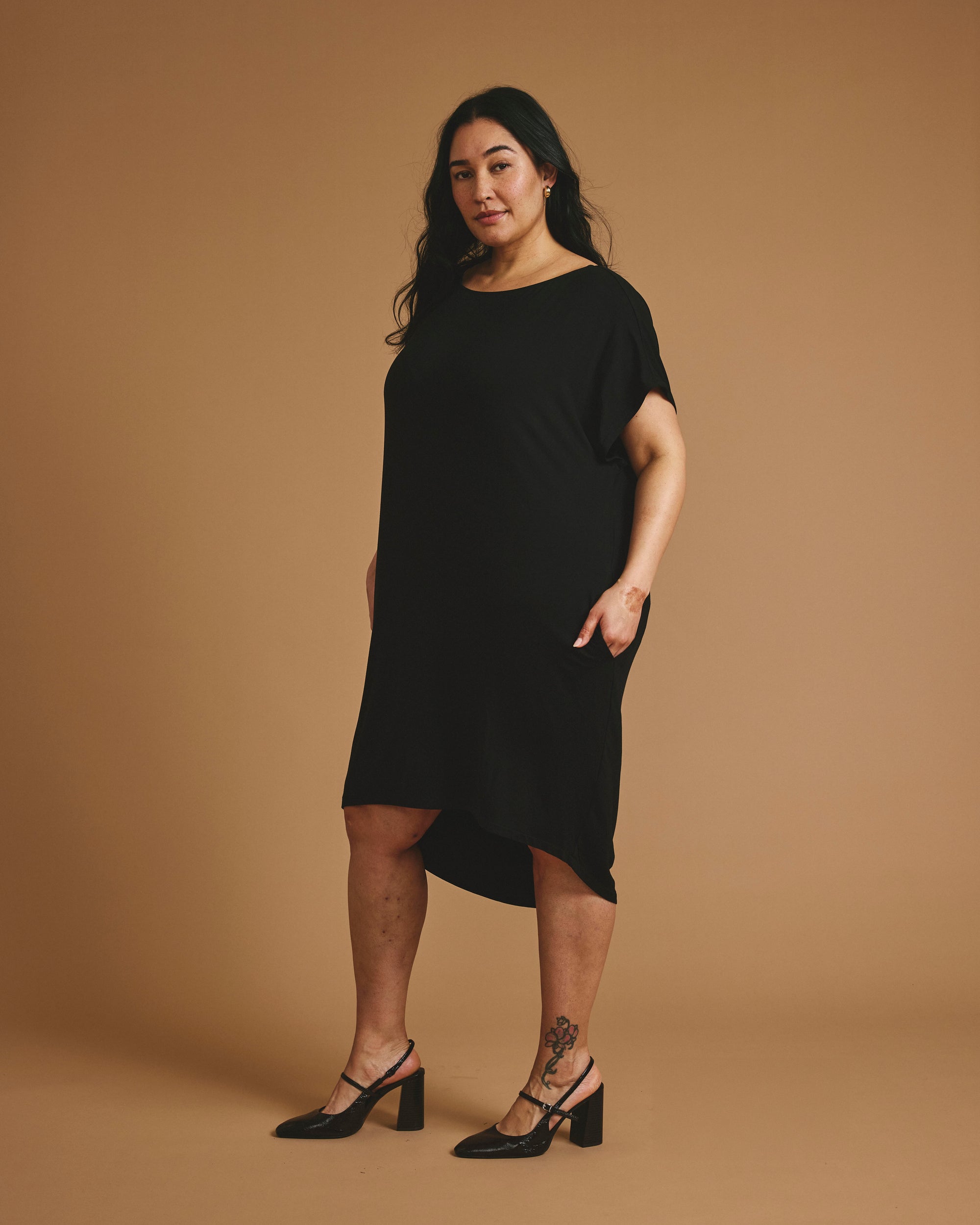 Helen Liquid Jersey Shift Dress - Black Universal Standard Helen Liquid Jersey Shift Dress - Black Universal Standard