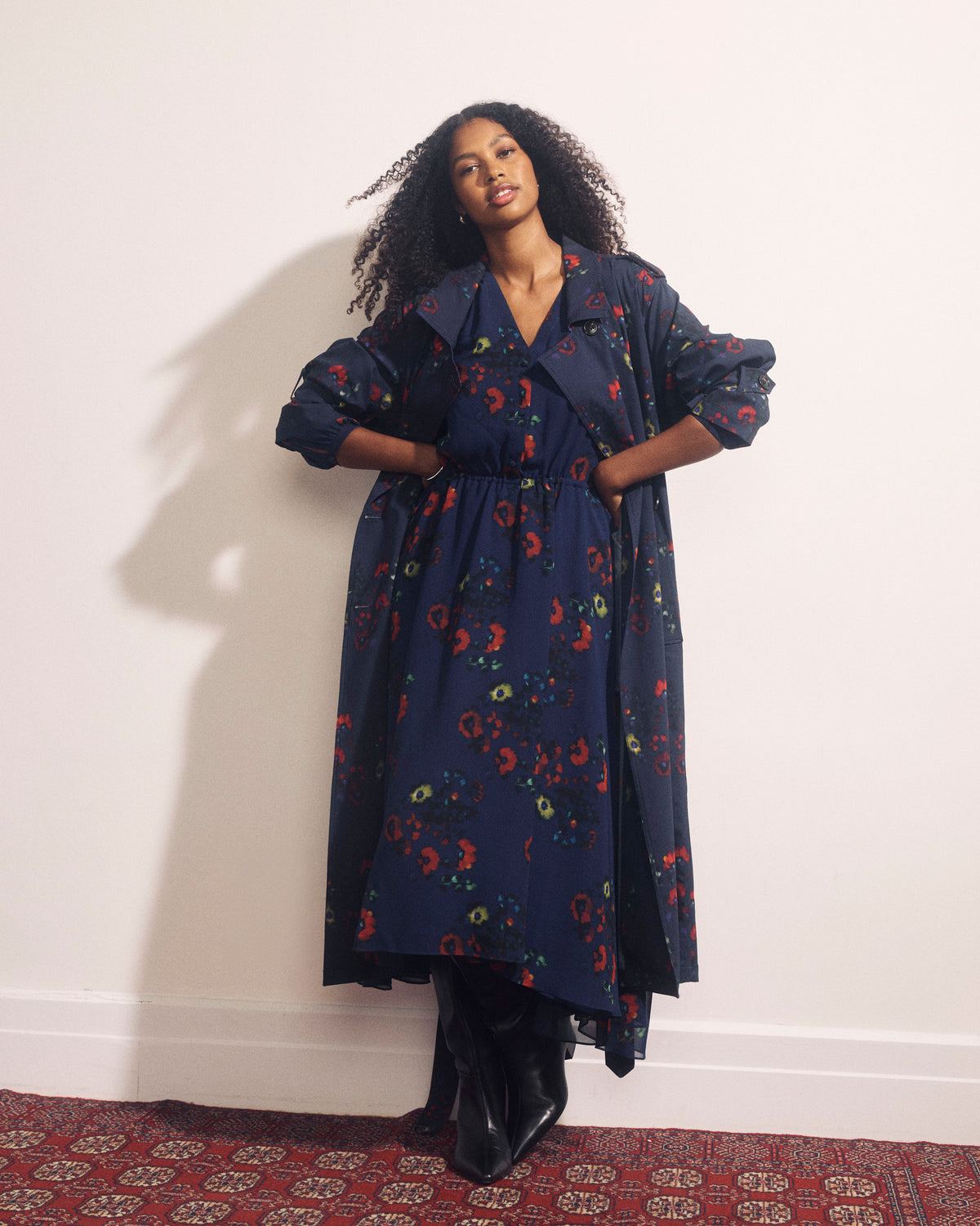 Karina V-Neck Chiffon Dress - After Dark Print