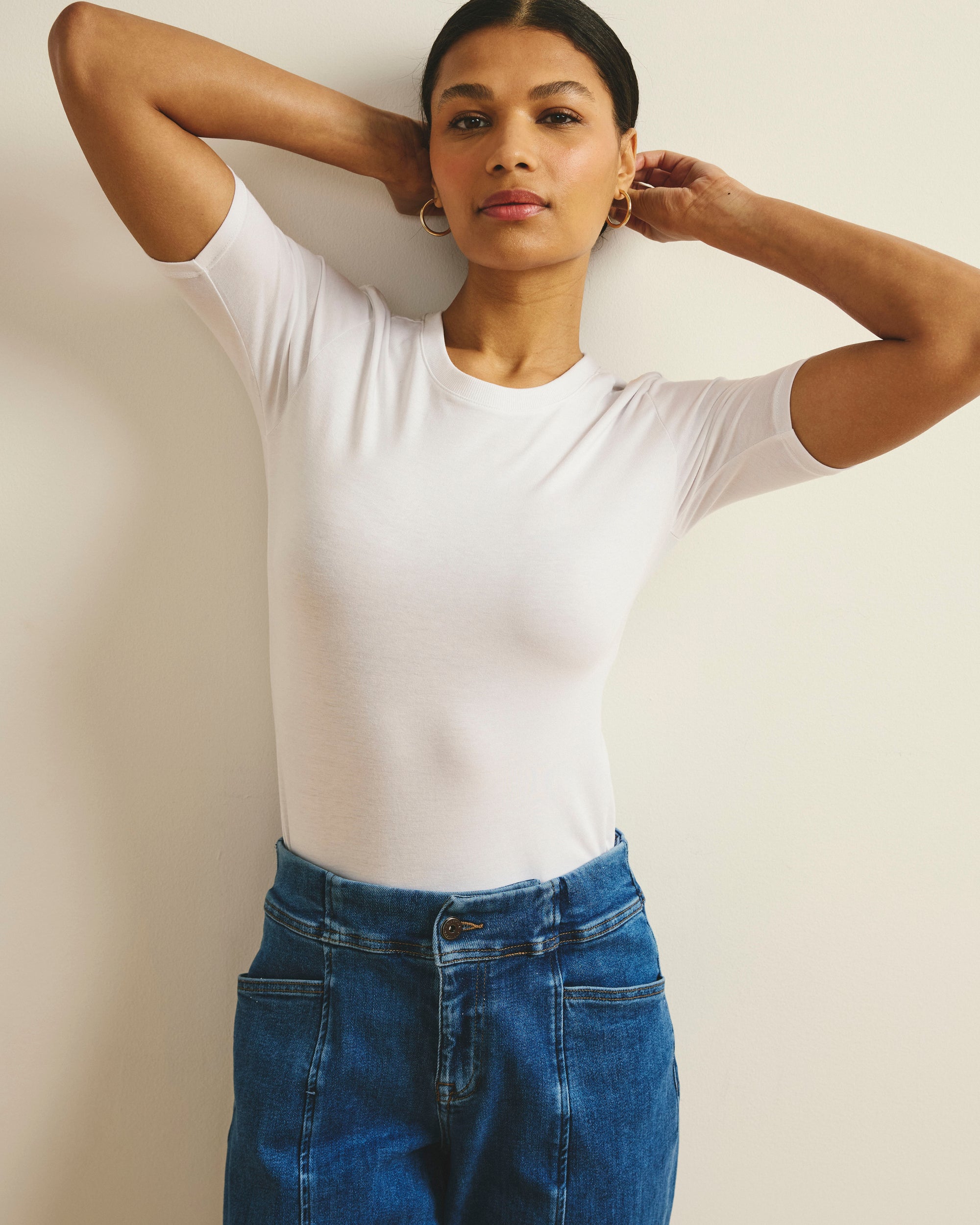 Maia Stovepipe Sleeve Tee - White | Plus Size & Straight Size Women's Fashion | Universal Standard