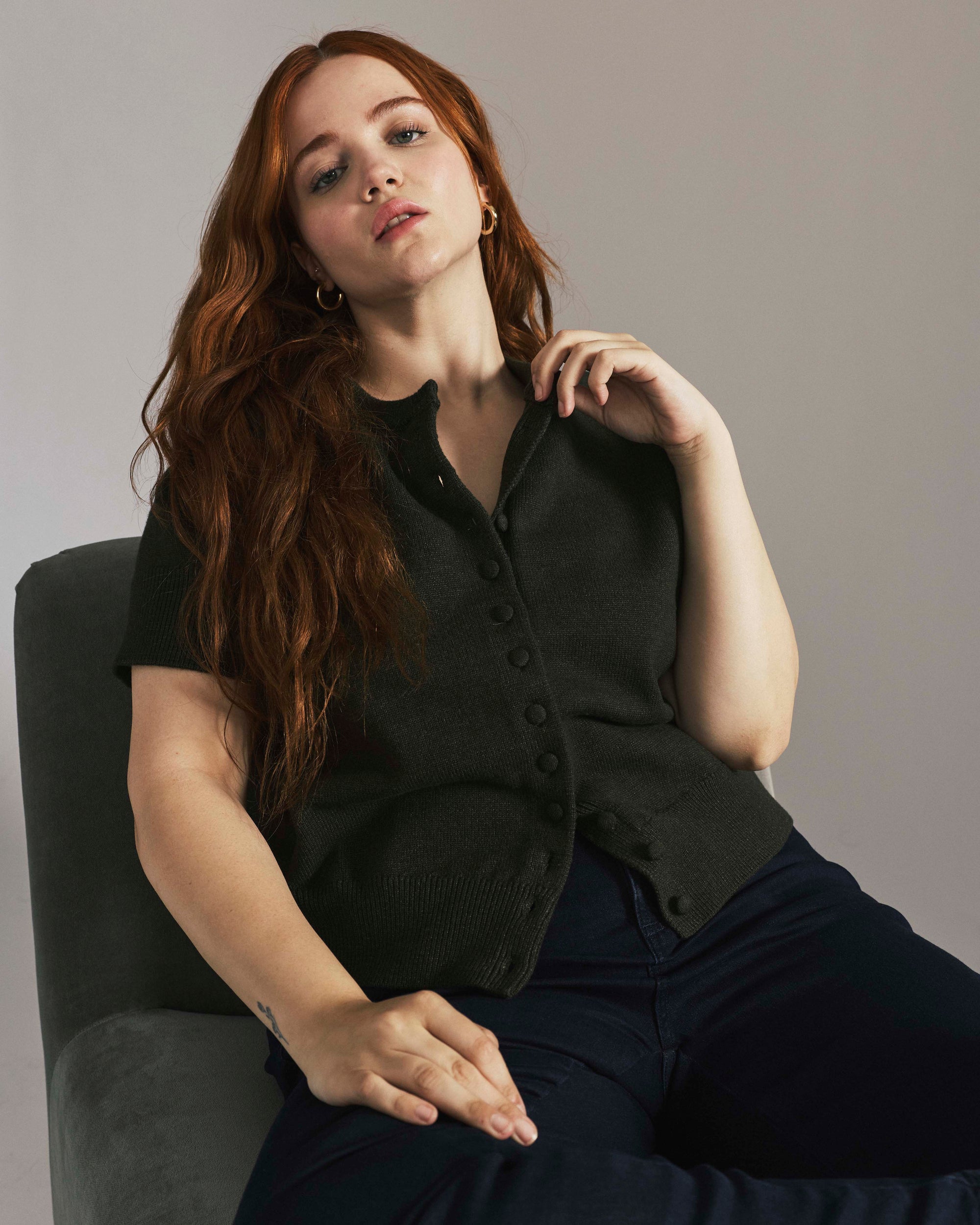 Soft Spun Short Sleeve Cardigan - Deep Moss | Plus Size & Straight Size Women's Fashion | Universal Standard
