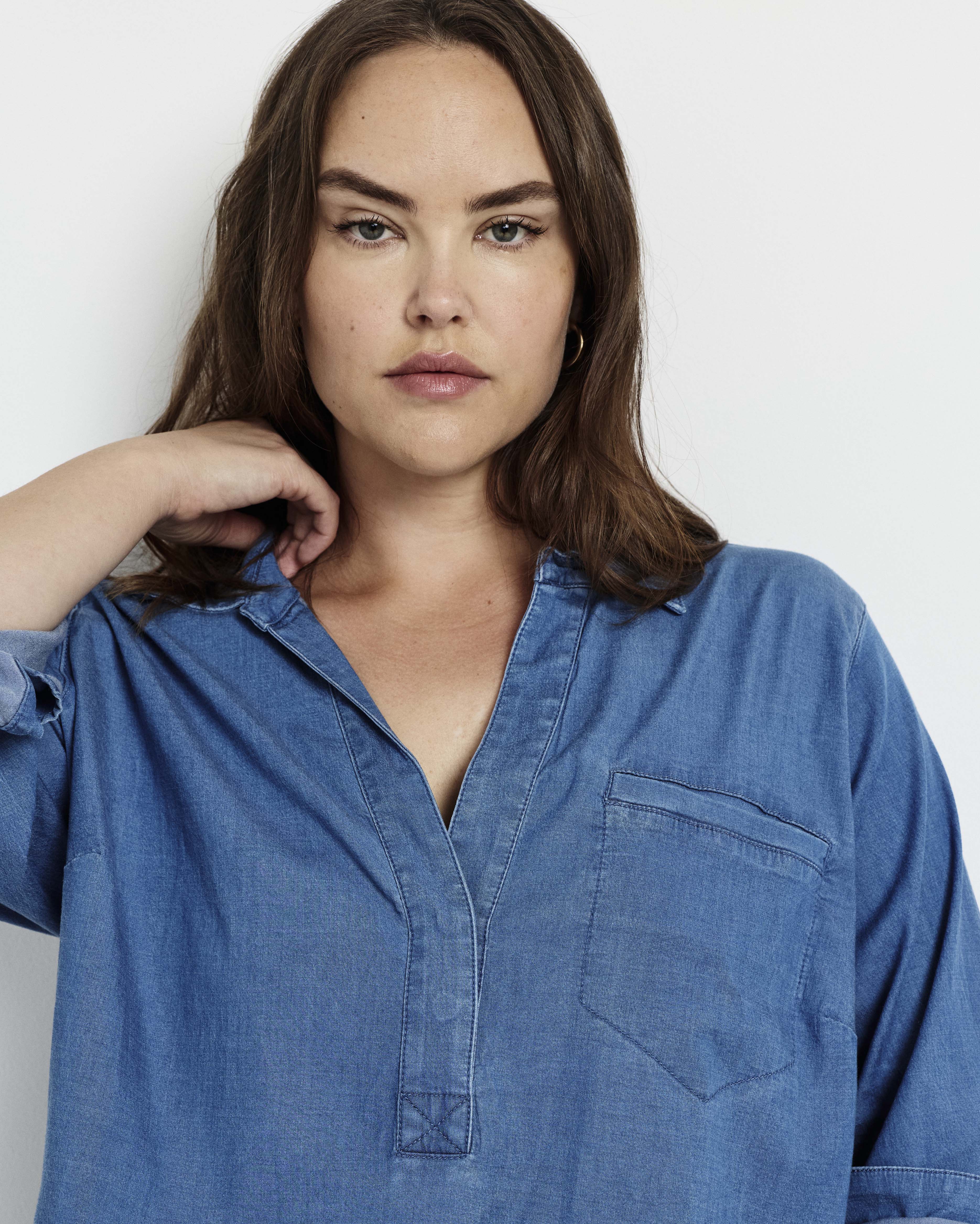Button Back Tencel Chambray Shirt - Cove Blue – Universal Standard