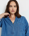 Button Back Tencel Chambray Shirt - Cove Blue | Plus Size & Straight Size Women's Fashion | Universal Standard
