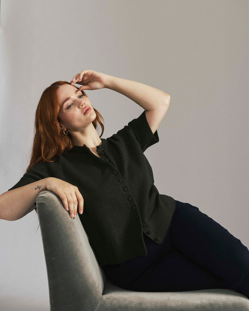 Soft Spun Short Sleeve Cardigan - Deep Moss | Plus Size & Straight Size Women's Fashion | Universal Standard