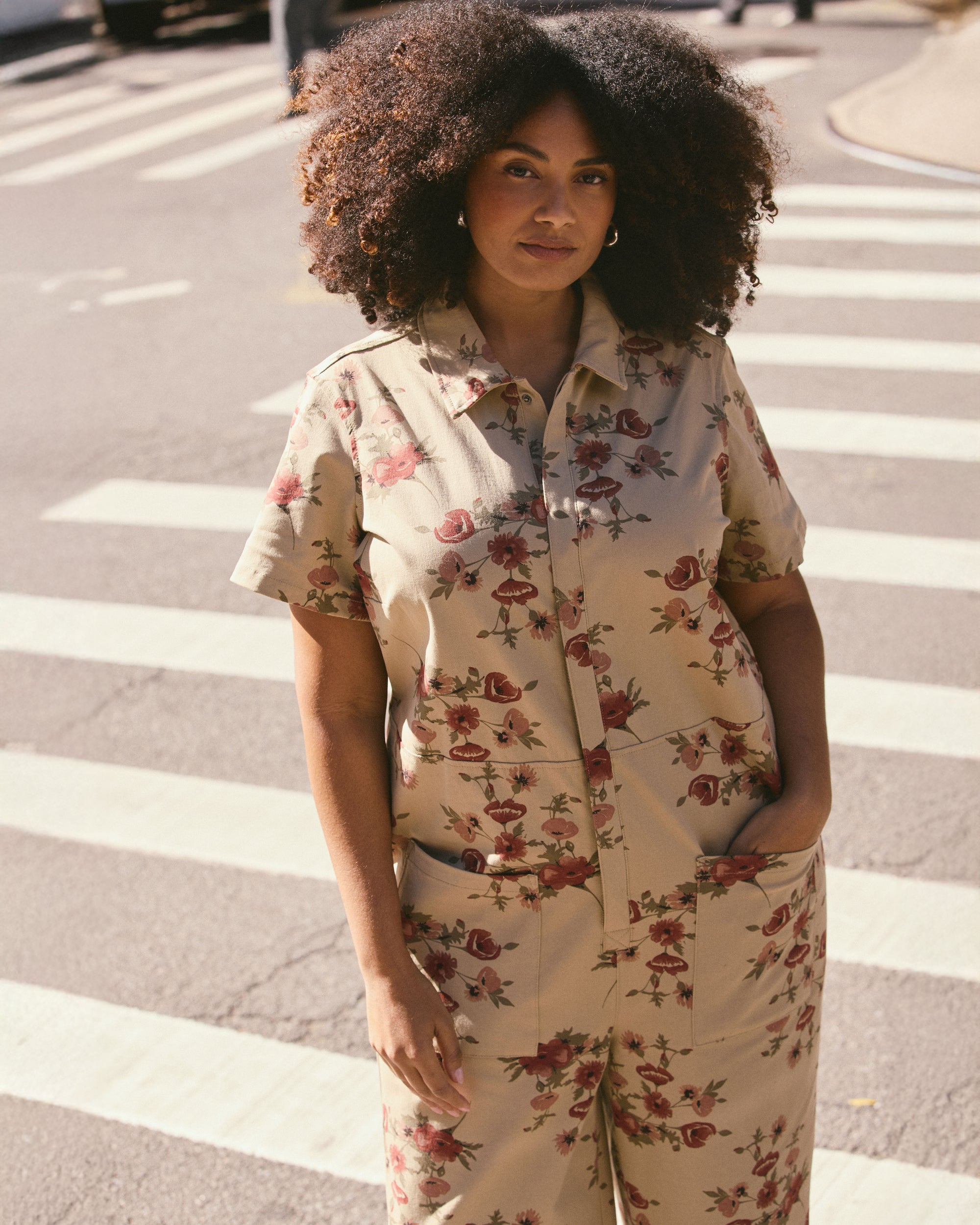 Kate Stretch Cotton Twill Jumpsuit - Wild Flower Bouquet Print